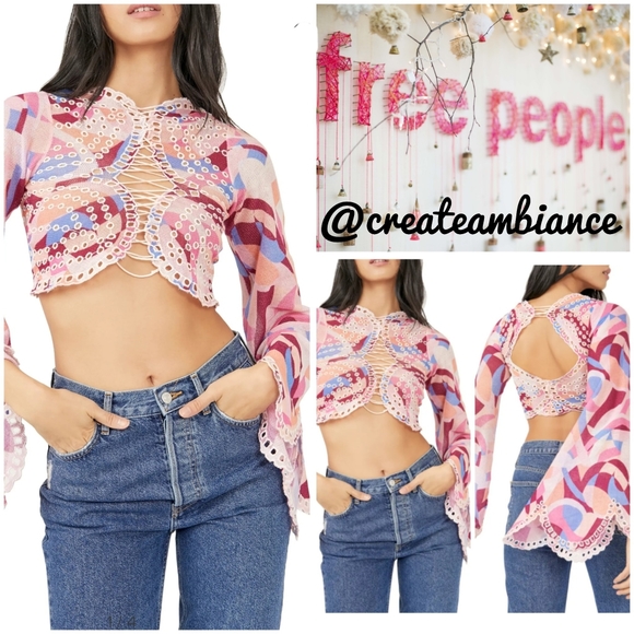 Free People Eyelet Crop Top - Picture 1 of 10